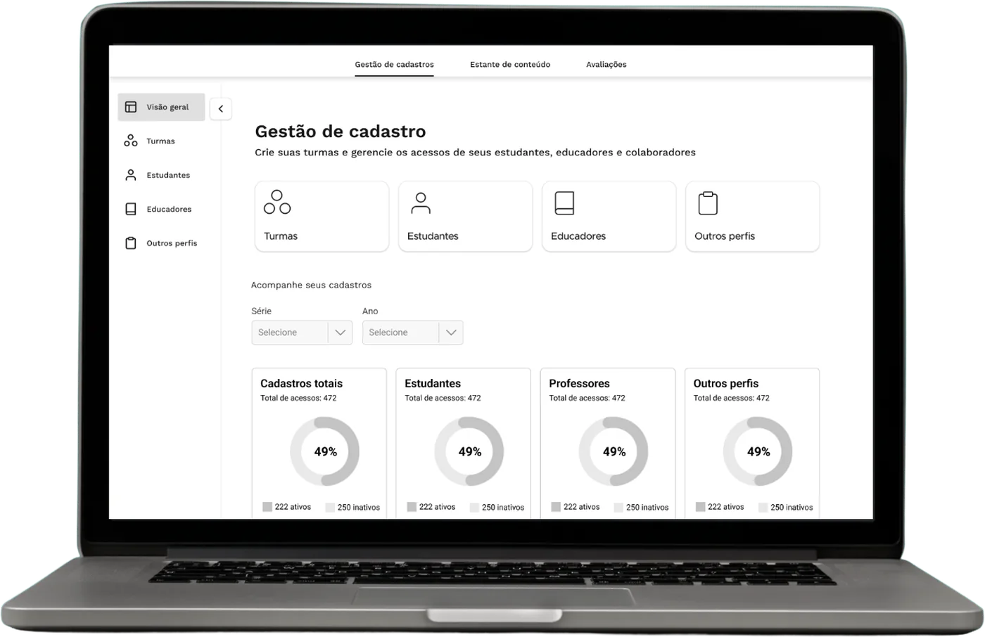 O protótipo navegável da gestão de cadastros